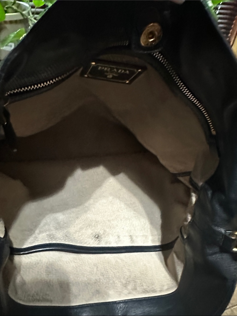 Prada Black Leather Tote with Gold Hardware Accents - Picture 10 of 15